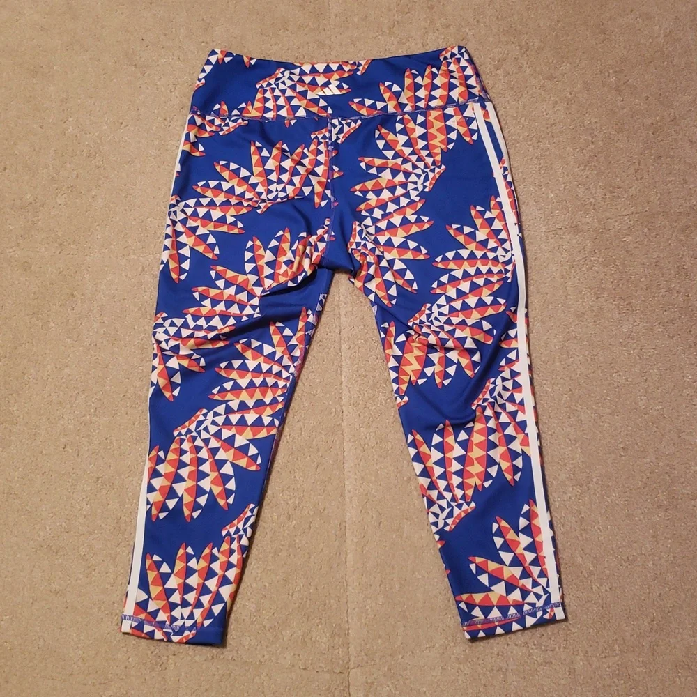 Adidas X Farm Rio Women's Psychedelic Wave Blue Leggings - Picture 2 of 11